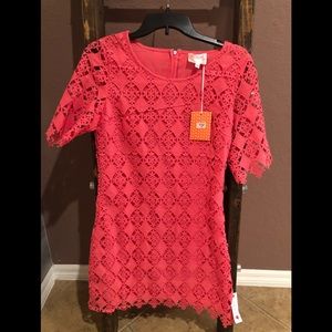 Coral Lace Crochet mini Dress New